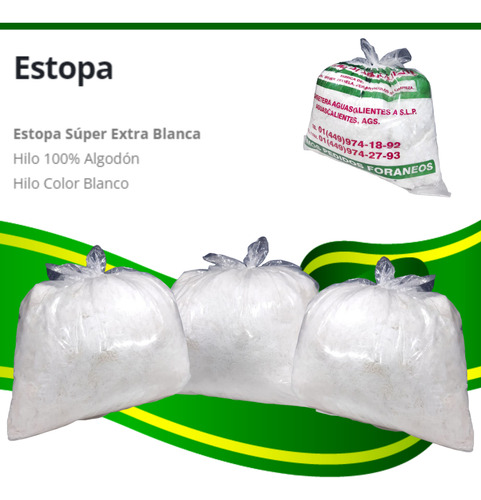 1 Kg. Estopa De Algodón Estopas Finas De Aguascalientes