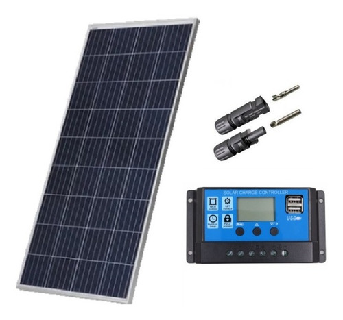 Kit Painel Placa Solar 150w Controlador Carrega Bateria 12v