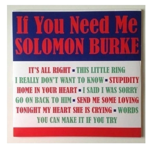 Solomon Burke If You Need Me Solomon Burke Lp Fore
