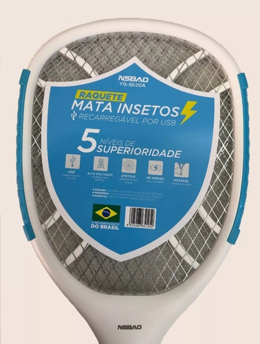Raquete Elétrica Original Nsbao Com Lanterna Mata Mosquito