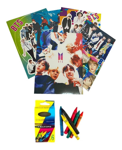 Bts K-pop 10 Libro Colorear Crayolas Recuerdo Kpop Korean
