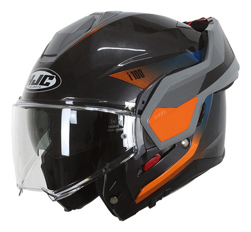 Capacete Articulado 180 Graus Hjc I100 Beston Cinza Laranja