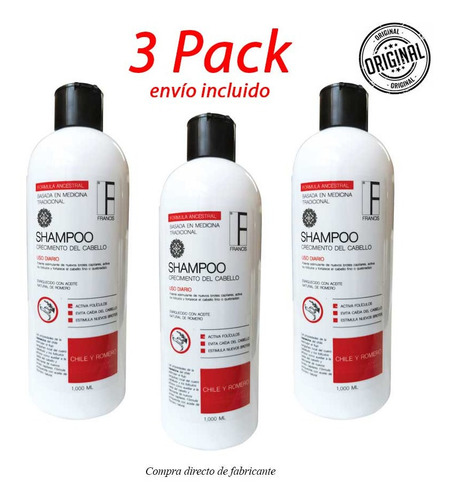 3 Pack Shampoo Crecimiento Capilar De Chile Y Romero