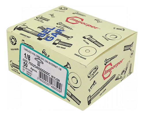 50-unids. Tarugo Paloma Mariposa Nylon Internit 1/8-puLG 3-9