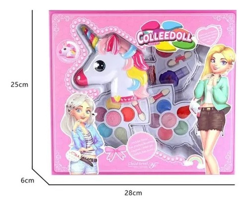 Set Infantil De Maquillaje Con Estuche En Forma De Unicornio