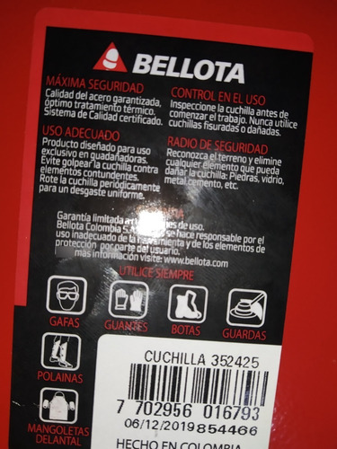 Imagen 2 de 4 de Cuchilla Para Desmalezadora Bellota