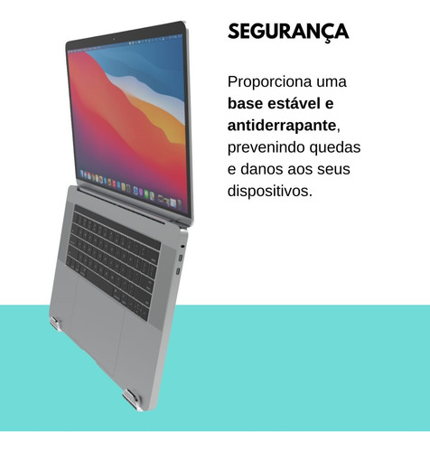 Suporte De Mesa Universal Para Notebook Alto 180º Aberto Cor Transparente