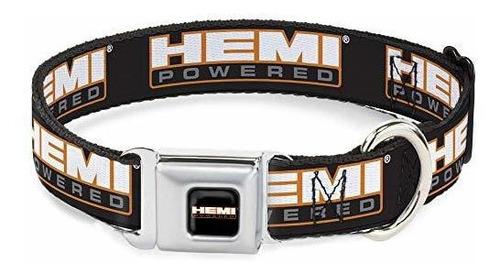 Collar Perro Hebilla Cinturón Hemi Logo Repeat Negro