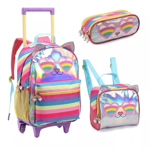 Mochila de Costas Gatinho Pack Me Escolar Infantil Meninas em