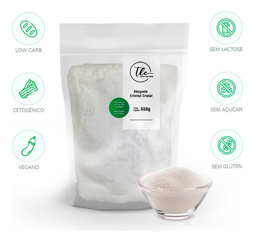 Eritritol Cristal Adoçante Natural 100% Puro Premium 500g
