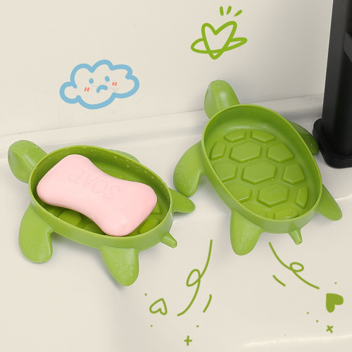 Cute Turtle Soap Tray, Caixa De Sabão Portátil Para Drenagem