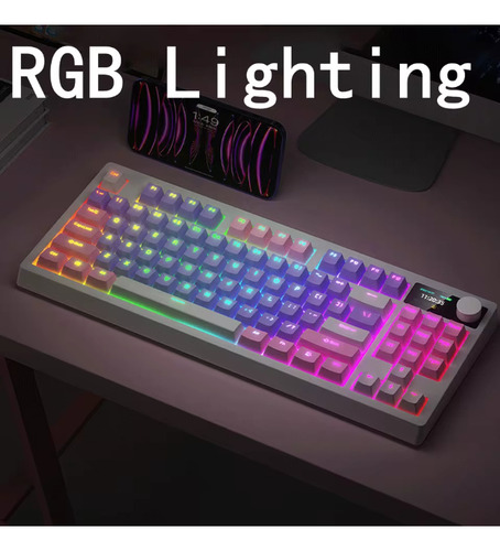 Teclado Yk830 Rgb Retroiluminado Para Computadores Branco Inglês Us