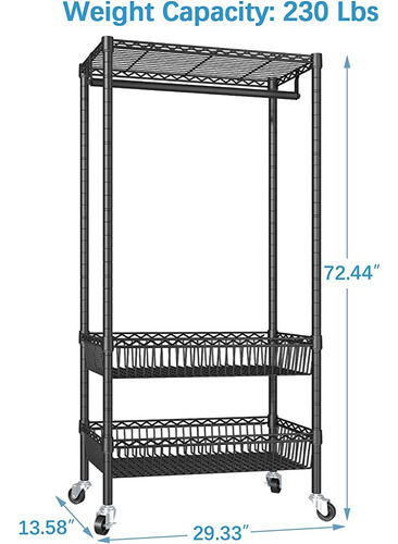 Vipek X2 Rolling Garment Rack Ajustable Wire Clothing Rack P