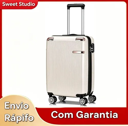 Mala de Bordo Rígida Sweet Studio Bege para Viagem, 55 cm, com Rodas Duplas e Cadeado - R$ 193,03