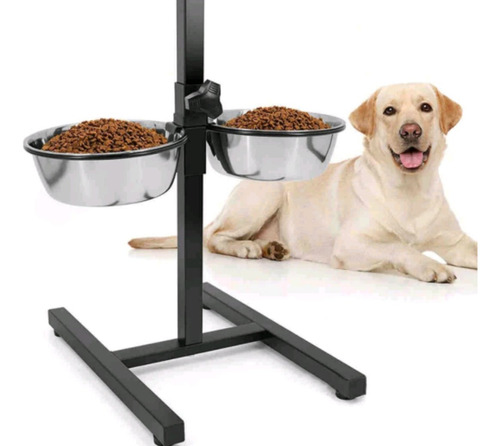 Comedero Doble De 24cm/ Soporte Ajustable Para Mascotas 