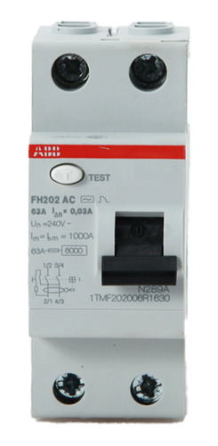 Interruptor Diferencial 2p 30ma - 6ka - Linea Fh200 - Abb - 