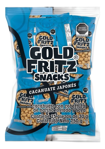 Gold Fritz Cacahuate Japonés 30 Gr bolsa Con 25 Piezas