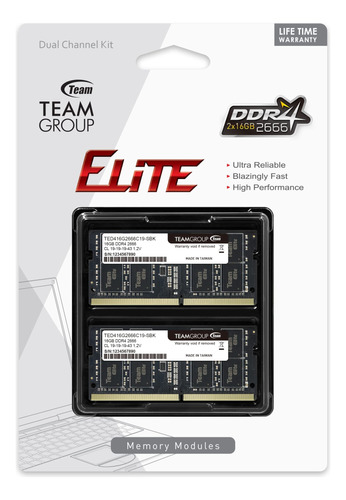 Memoria Ram Laptop Ddr4 Kit 2x16gb Teamgroup Elite 3200mhz