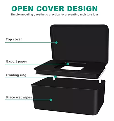 LEFUYAN Dispensador de toallitas, caja de almacenamiento de pañuelos a  prueba de polvo, dispensador de toallitas húmedas con tapa para escritorio  de