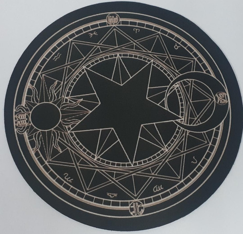 Imagem 2 de 7 de Mouse Pad 22cm Em Neoprene Redondo Mandala Sakura Preto
