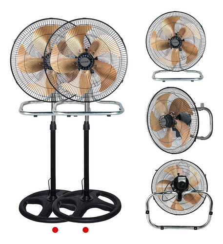 Ventilador Pedestal Piso Pared 3 En 1 Set 2 Pzas 18 Pulgadas 3.048 M 60 Negro Plateado Aluminio 5