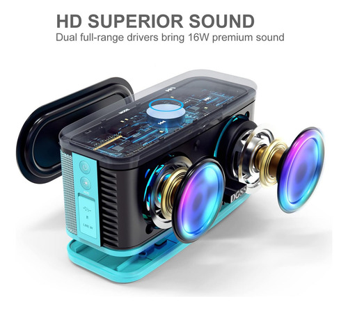 Doss Soundbox Plus - Alto-falante Bluetooth sem fio portátil azul claro 110v