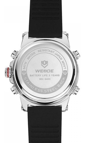 Relógio Masculino Weide Anadigi Wh-6403 Preto E Prata