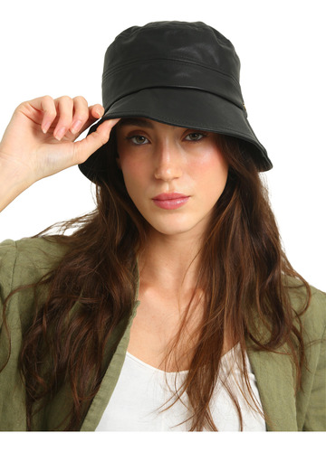Sombrero Gorro Piluso Eco Cuero Excelente Calidad Elegante Negro 58