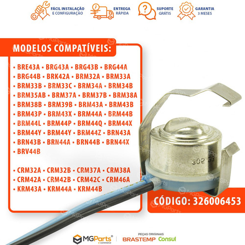 Kit Termostato Bimetal Sensor 10k Geladeira Brastemp Consul