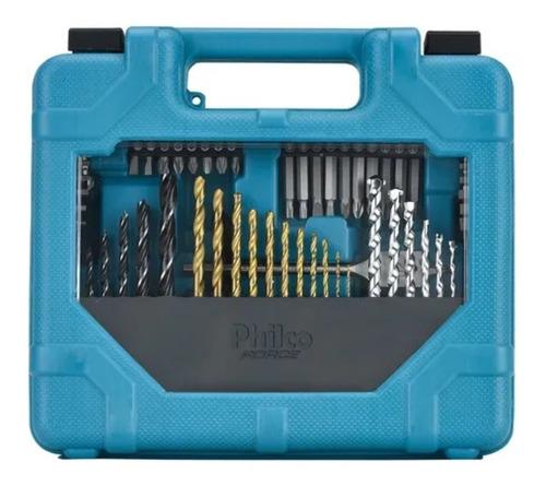Imagem 2 de 6 de Kit De Ferramentas Philco Pkf01 Com 70 Peças Brocas Fenda