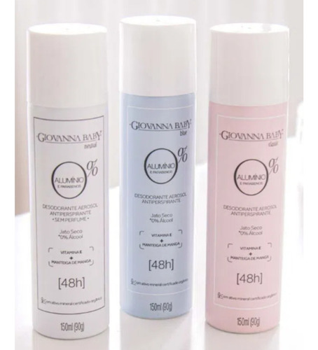 Desodorante Giovanna Baby 0% Alumínio Sem Perfume 150ml 4und