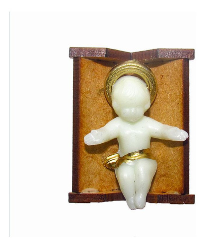 Imagem Menino Jesus Fosforescente Com Manjedoura Em Madeira