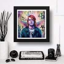 Comprar Cuadro Kurt Cobain Street Art Nirvana Rock Musica - 33x33cm Marco Negro