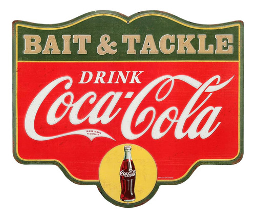 Coca-cola Bait And Tackle Vintage Tin Metal Wall Art Â...