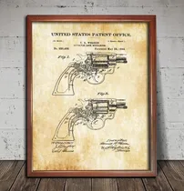 Comprar Cuadro Decorativo Patente Retro Revolver Smith & Wesson