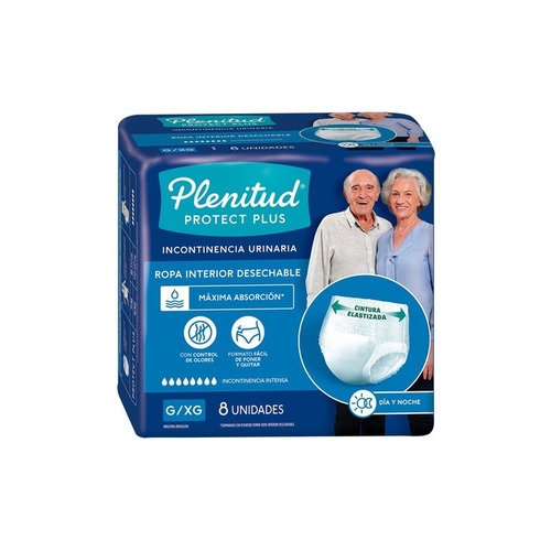 Imagen 2 de 2 de Pañales para adultos descartables Plenitud Ropa Interior Protect Plus G/XG x 8 u