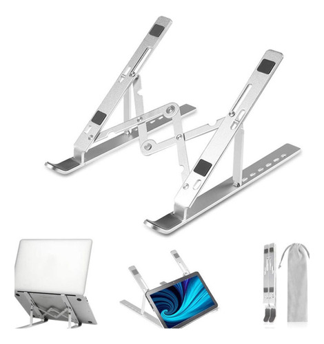 Soporte Base Alzador Aluminio Para Macbook Notebook 10 A 16