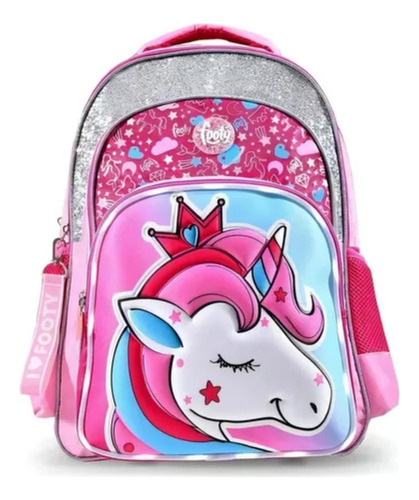 Mochila Footy 18 Unicornio Corona Fucsia Con Luces Original