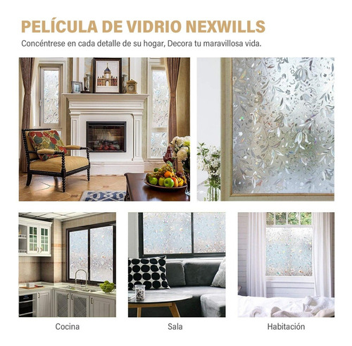 Imagen 7 de 8 de Film Privacidad De Vidrio Vinilo Decorativos Cocina Tulipán