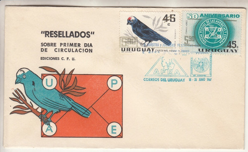 1967 Uruguay Filatelia Cfu Fdc Resellado Sello Cardenal Azul