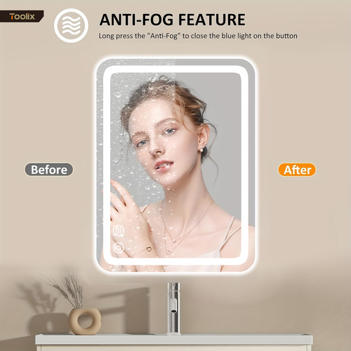 Espejo Led Baño 60x100cm Touch 3 Modo Con Función Antivaho