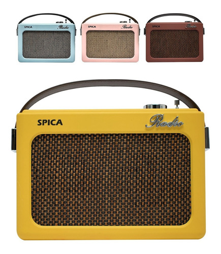 Radio Vintage Parlante Bluetooth Portatil Spica Sp240 Am/fm Color Amarillo