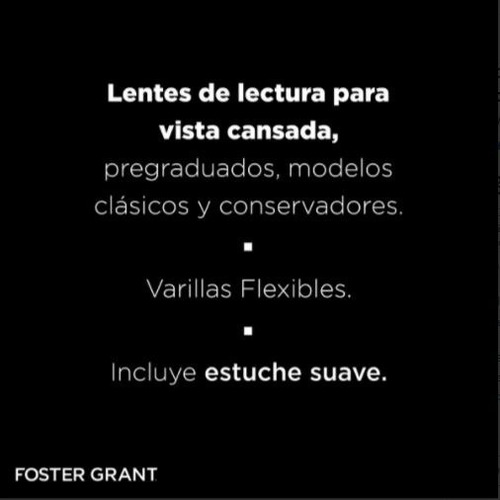 Lente De Lectura Foster Grant Clayne Gun Diseño +3.00