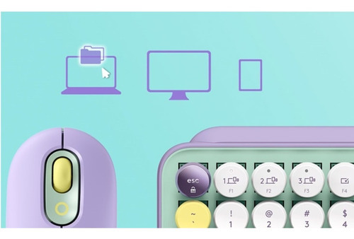 Kit Teclado Mecanico Y Mouse Logitech Pop Keys Daydream Color Del Teclado Lila - Amarillo