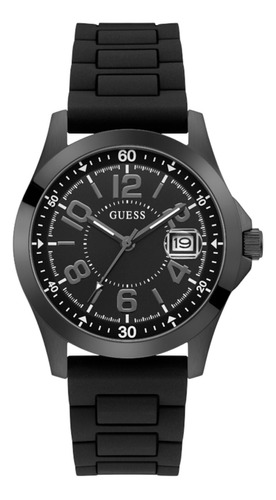 Reloj De Hombre Guess Charge Correa Negro Bisel Negro Fondo Negro