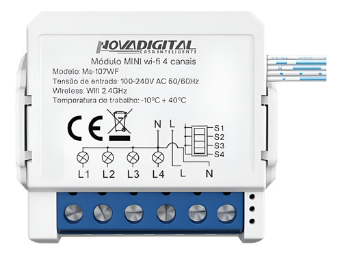 Interruptor Wifi Mini 4 Canais Novadigital Tuya Inteligente