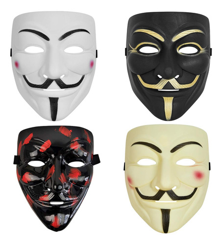 Wlparty Paquete De 4 Máscaras De Hacker V Para Vendetta Pa.