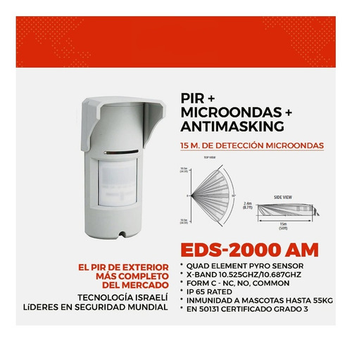 Imagen 2 de 3 de Kit Alarma Domiciliaria Perimetral Cableada Pir Exterior