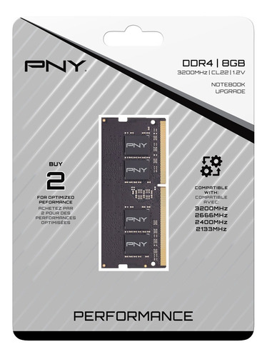 Memória 8gb Notebook Pny Sodimm Ddr4 3200mhz Mn8gsd43200-tb