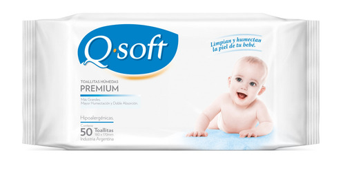 Imagen 1 de 1 de Toallitas húmedas Q-Soft Premium Clásica 50 u